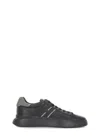 Hogan Black Leather Sneakers In Black