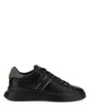 Hogan Black Leather Sneakers In Black