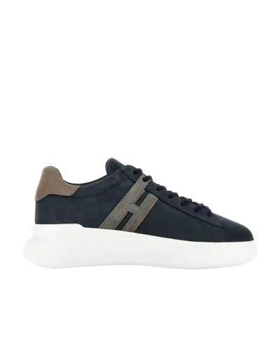 Hogan H580 Suede Flatform Sneakers In Black