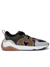 Hogan H597 Sneaker In Green And Gray Suede