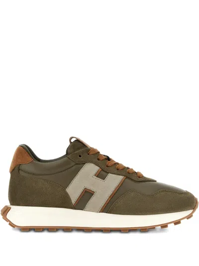 Hogan H601 Appliqué-detail Panelled Sneakers In Green