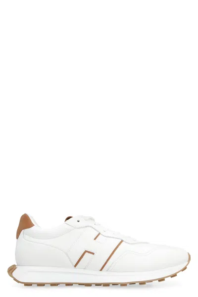 Hogan H601 Leather Low-top Sneakers In Bianco/marrone