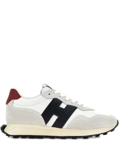 Hogan Sneakers Contrast Heel Tab Rubber Sole Suede In Gray
