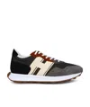 Hogan Green And Grey Suede Blend H601 Sneakers In Black