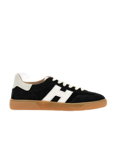 Hogan Navy Suede Leather H Sneakers In Black