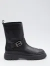 Hogan H619 Leather Biker Boots In Multi