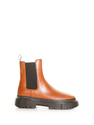 Hogan H619 Chelsea Boots In Cuoio
