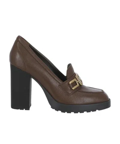 Hogan H623 85mm Heel Loafers In Brown