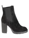 Hogan H623 Black Suede Ankle Boots In Black