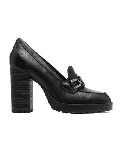 Hogan H623 Logo-plaque Loafer Pumps In Black