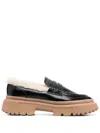 Hogan H629 Black Patent Leather Moccasins In Black