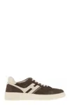 Hogan Leather Sneakers With Suede Finish And Rubber Sole In Brown