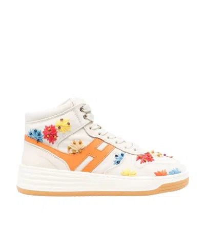 Hogan H630 Embroidered High-top Sneackers In White