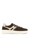 Hogan Leather Sneakers With Suede Finish And Rubber Sole In Brown