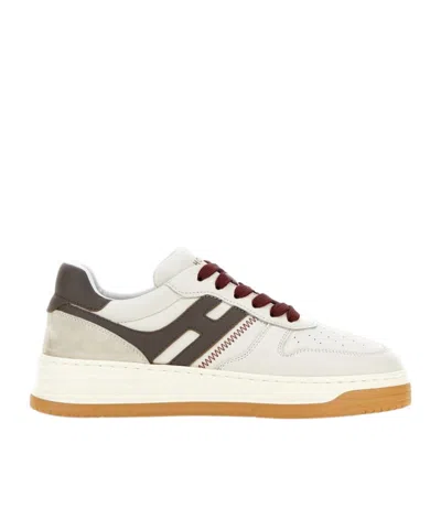 Hogan H630 Logo Patch Lace-up Sneakers In White