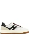 Hogan Leather Sneakers With Contrast Sole And Stitching In Neutral