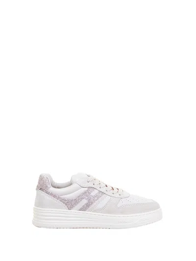 Hogan H630 Sneaker With Pink Glitter In White