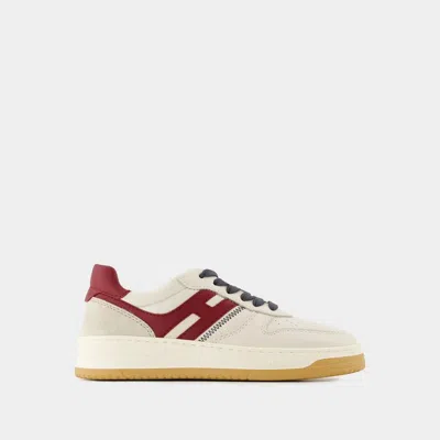 Hogan Retro-inspired Leather Sneakers With Memory Foam In Neutral
