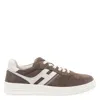 Hogan Leather Sneakers With Suede Finish And Rubber Sole In Brown