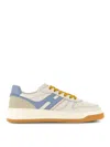 Hogan White Leather Basket Sneakers Light Blue In Multicolour