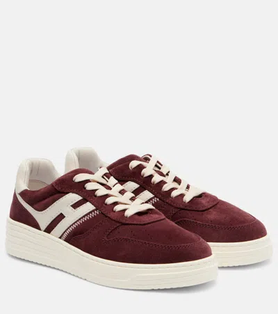 Hogan H630 Suede Sneakers In Burgundy