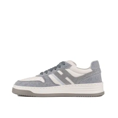 Hogan H630 White And Light Blue Trainers In Grey