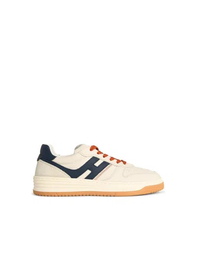 Hogan 'h630' White Leather Sneakers In Sand