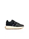 Hogan Streamlined Black Sneakers With Suede Texture In Black