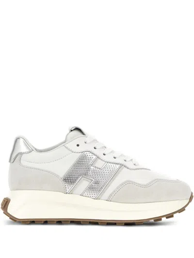 Hogan Women Silver H641 Leather Sneakers, 6.5 Luxury Sneakers For Women Darveys In White