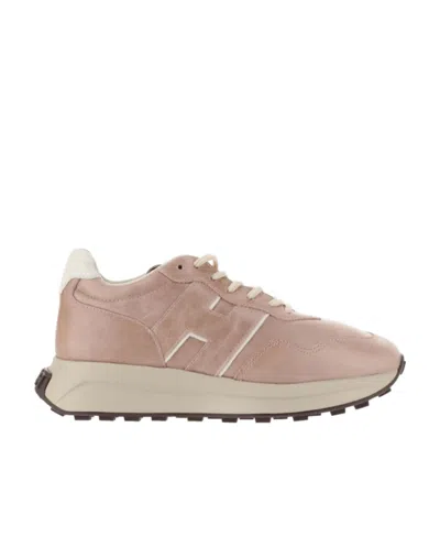 Hogan H641 Leather Sneakers In Nude