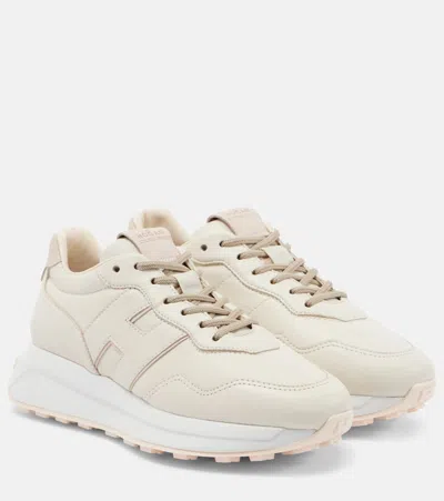 Hogan H641 Leather Sneakers In Beige