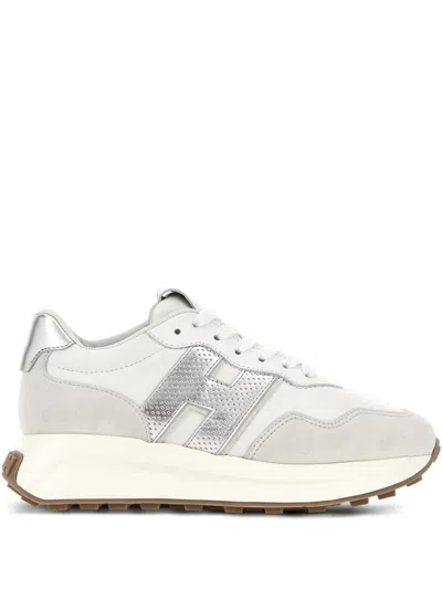 Hogan Women Silver H641 Leather Sneakers, 6.5 Luxury Sneakers For Women Darveys In White