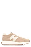 Hogan Low Top Sneakers With Rubber Sole And Suede Upper In Nude