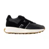 Hogan Streamlined Black Sneakers With Suede Texture In Black