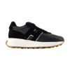 Hogan Streamlined Black Sneakers With Suede Texture In Black