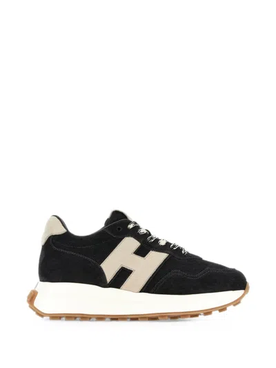 Hogan Black H641 Contrasting White Accents Sneakers
