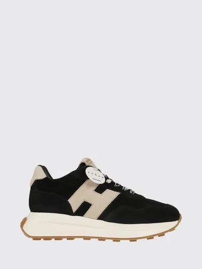 Hogan H641 Sneakers In Calfskin And Suede With Notched Chunky Sole In Yellow