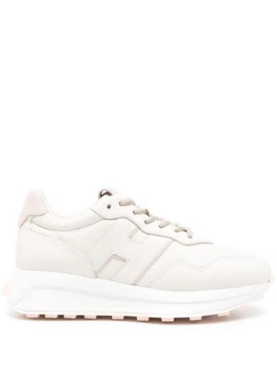 Hogan White Leather H641 Sneakers In Beige