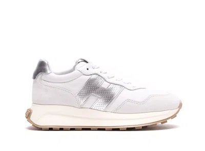 Hogan Women Silver H641 Leather Sneakers, 6.5 Luxury Sneakers For Women Darveys In White