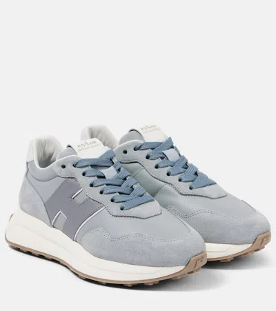 Hogan H641 Suede And Leather Sneakers In Blue