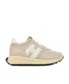 Hogan Midi H222 Suede Platform Sneakers In Nude