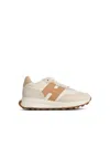 Hogan Leather Sneakers With Contrast Panel And Rubber Sole In Beige