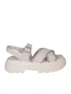 Hogan H644 Tank Sandal In White Stitched Leather In White