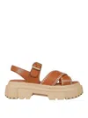 Hogan Leather Sandals Chunky Sole Cross Straps In Brown