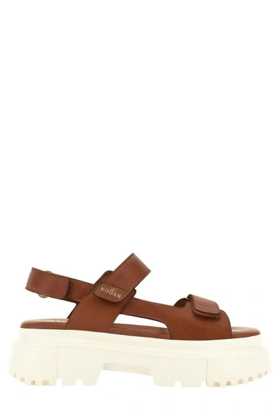 Hogan H644 Platform Sandals In Brown