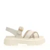 Hogan H644 Tank Sandal In White Stitched Leather In White