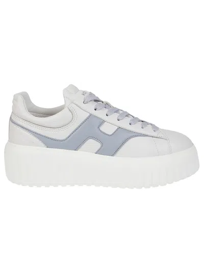 Hogan H645 Leather Sneakers With Platform Sole In White