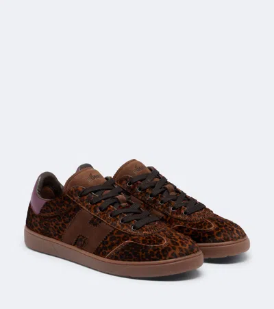 Hogan Cool Leather Lace Up Sneakers Logo Detail In Brown