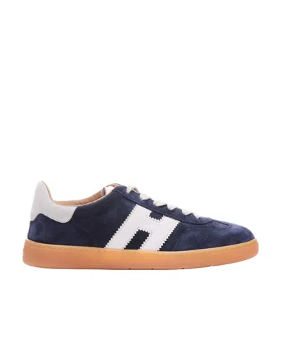 Hogan Navy Suede Leather H Sneakers In Black