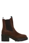 Hogan Women's Leather Round Toe Ankle Boots In Brown